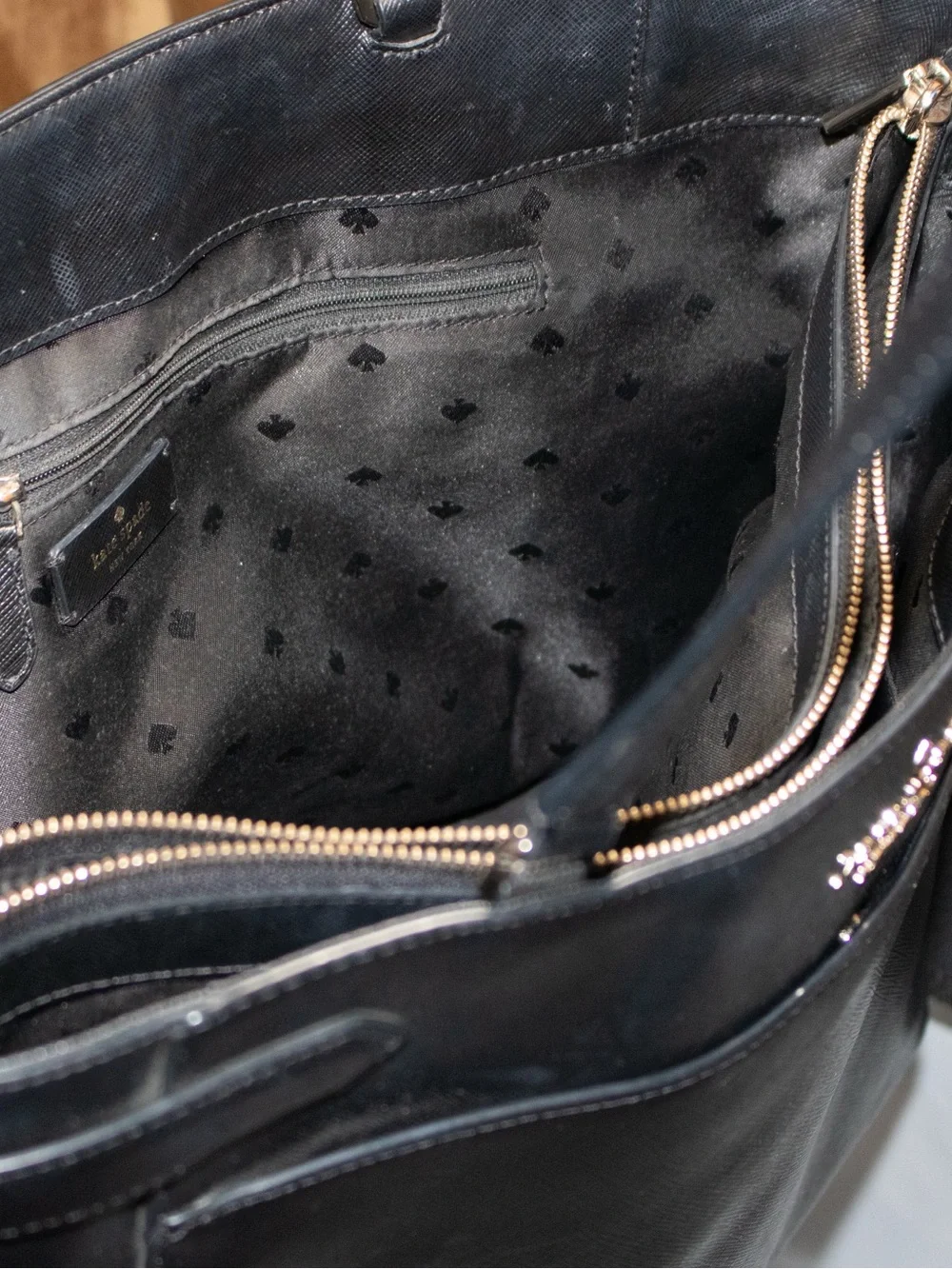Kate Spade Black Leather Tote with Dual Straps